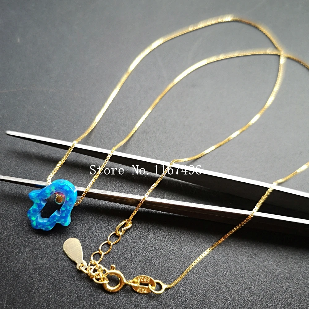 

Promotion ! 11x13mm OP05 Opal Hamsa Opal Necklace 925 Sterling Silver Fire Hollow Hamsa & Hand Opal Necklace