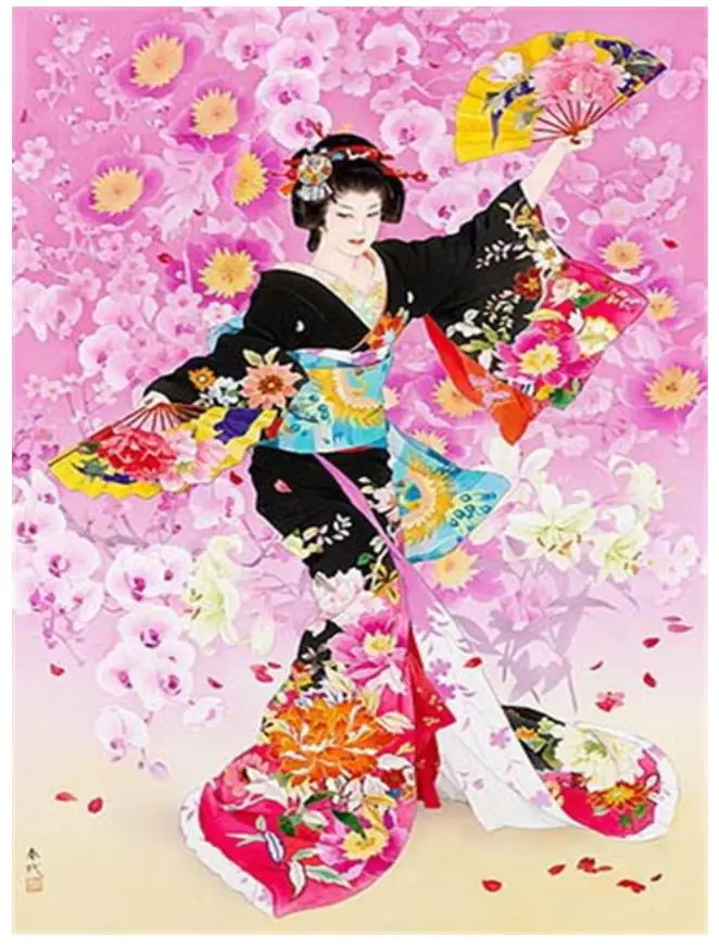 Картина из страз geisha Японская женщина Стразы Вышивка картина Леди Девушка