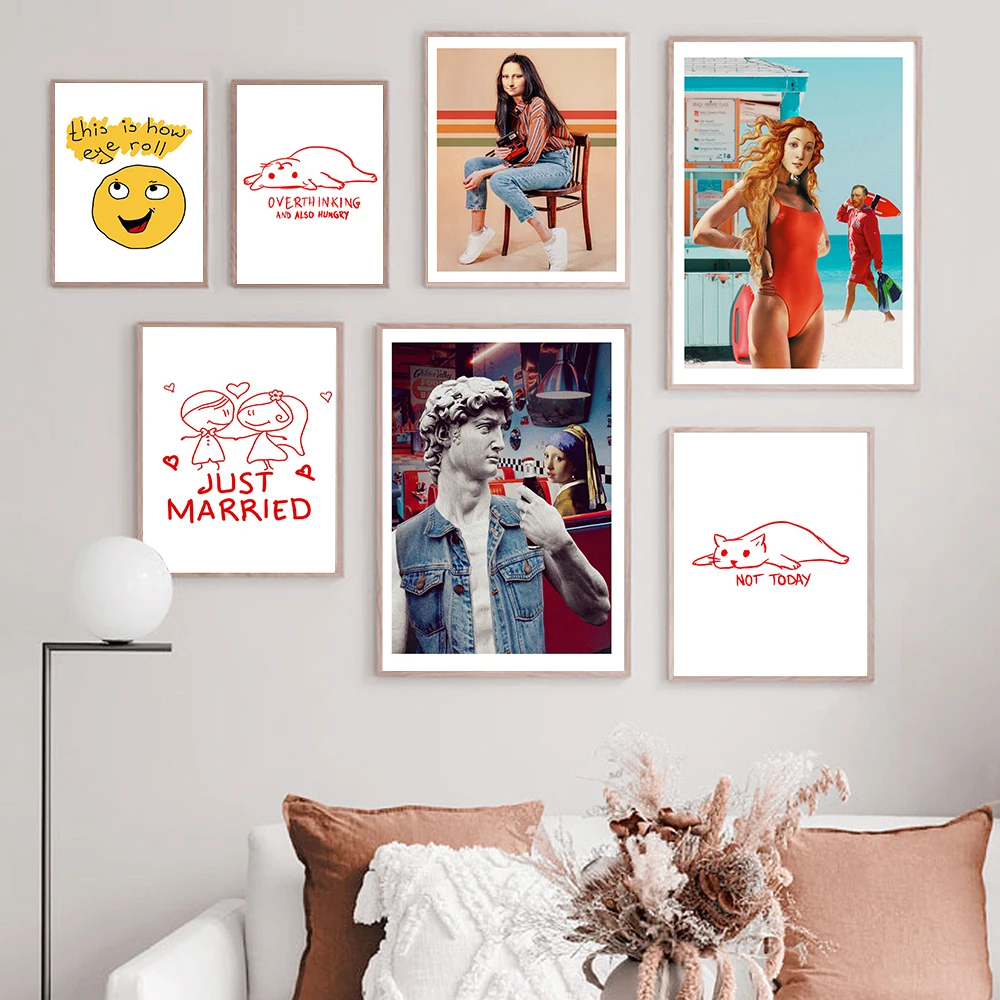 Venus David Funny Canvas Painting Abstract Famous Character Vincent Travel Art Retro Posters and Print For Bed Room Decor Mural | Дом и сад