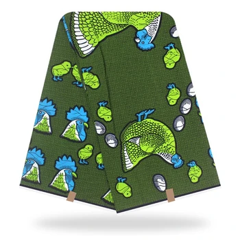 

Hen&chick Design African Print Veritable Java print 100% Cotton Fabric 45" Width Sold by 6 Yards Green Y-200