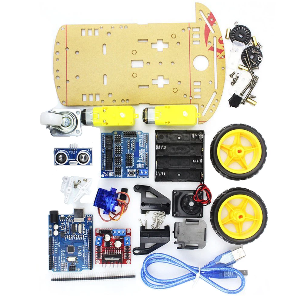 For Kids UNO Project 2WD Smart Robot Car Chassis Kits SR04 Ultrasonic Avoidance Sensor Line Tracking Speed Encoder Motor Module |