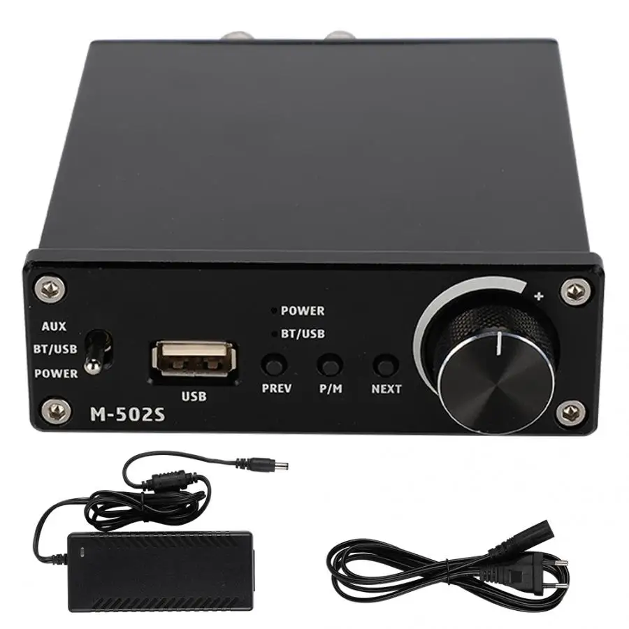 M-502S домашний аудио стерео USB драйвер Bluetooth 5,0 цифровой Hi-Fi Мощность усилитель позолоченный RCA 50 Вт 2 канальный усилитель мощности(110-240 V - Цвет: EU Plug B