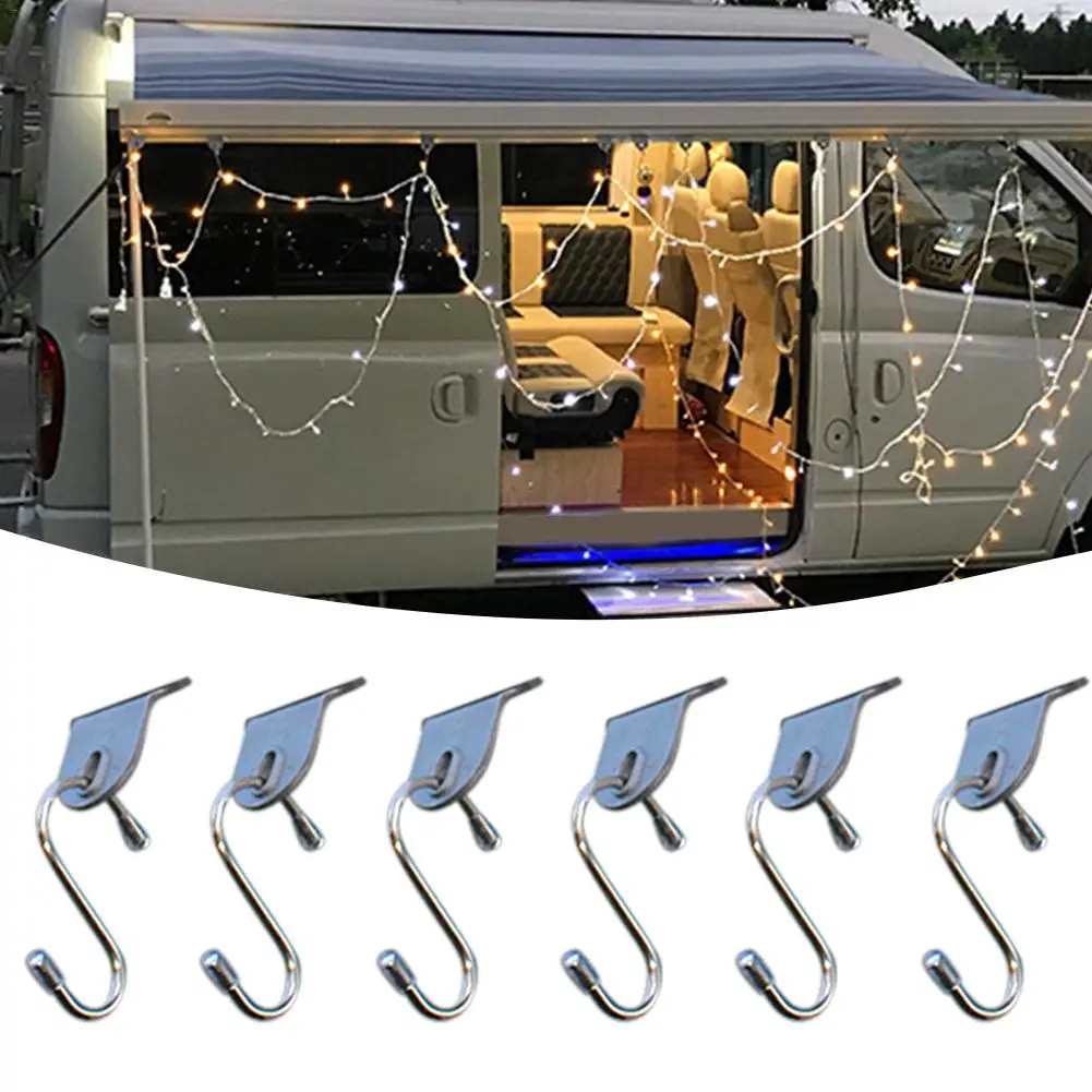 6pcs Grey RV Accessories Awning Outdoor Hook Camper Clothes Hook Awning Clothes Shoes Hat Hooks