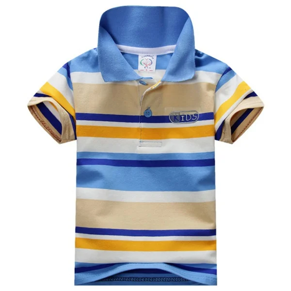Летняя детская футболка, хлопковая футболка в полоску для маленьких мальчиков, топ с короткими рукавами, размер S-XXL - Цвет: Черный