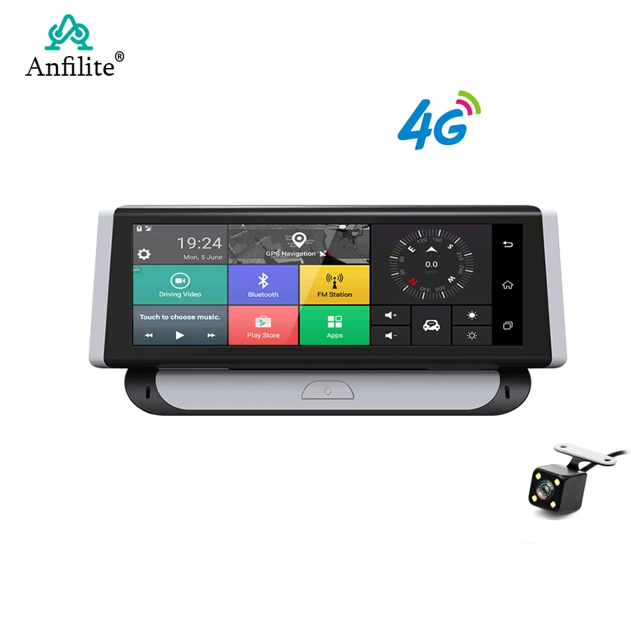 Автомобильный видеорегистратор Anfilite 8 дюймов 4G ADAS GPS навигация Fhd 1080P Android 5 1 с