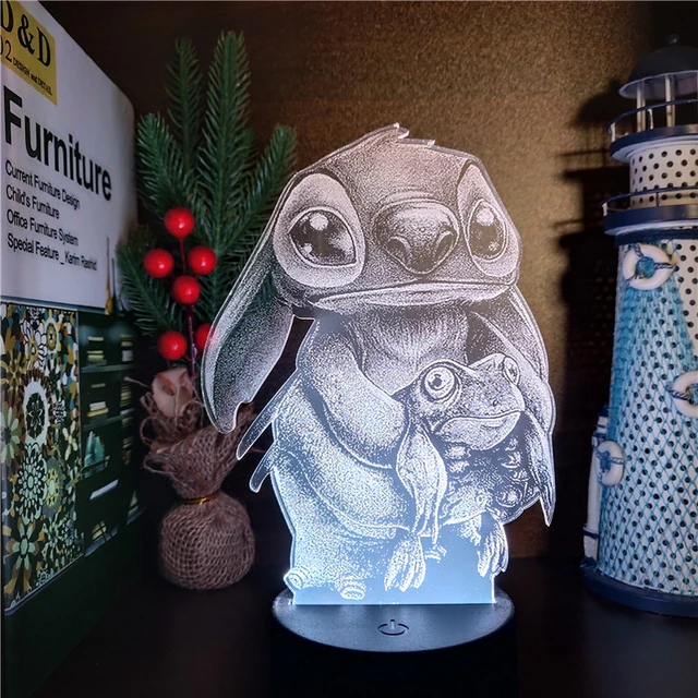 Disney Cartoon 3d Lamp Stitch With Frog Led Night Light Acrylic Panel Usb  Led Table Lamp For Bedroom Decoration Birthday Gifts - Night Lights -  AliExpress