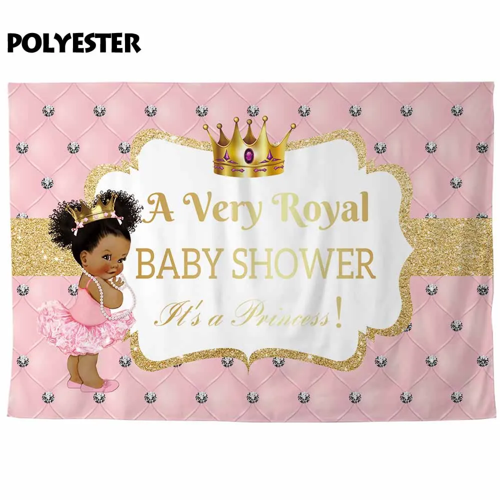 Allenjoy Baby Shower баннер поставки розовый изголовье Корона золотой блеск события фоны принцессы день рождения новорожденных вечерние Декор