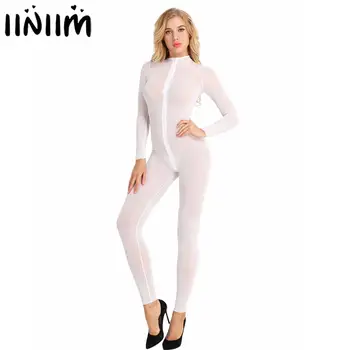 

iiniim Women Adult Lingerie Night Cocktail Parties Clubwear Sexy Bodysuit Bodystocking Zipper Crotch Babydoll Body Suit Jumpsuit