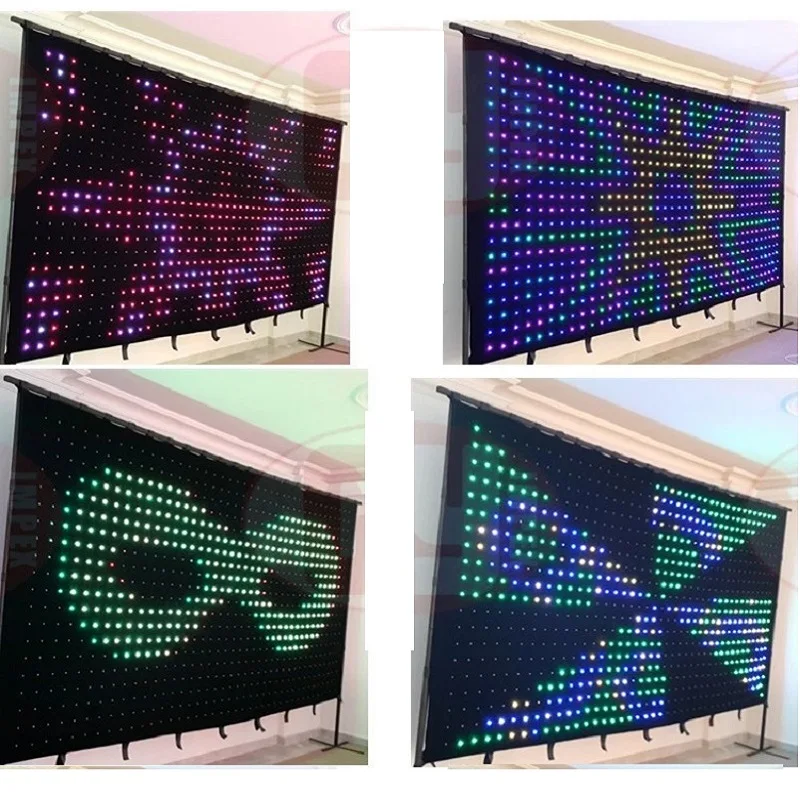 

3*3m RGB Stage Lighting Fireproof Velvet Full Color P18 LED Video Curtain