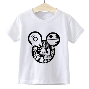 

Summer Star Wars Mouse Head Children T-shirt Beautiful Gym Vintage Retro Hip Hop Kids T shirt Short Sleeve O-Neck Kawaii Clothes