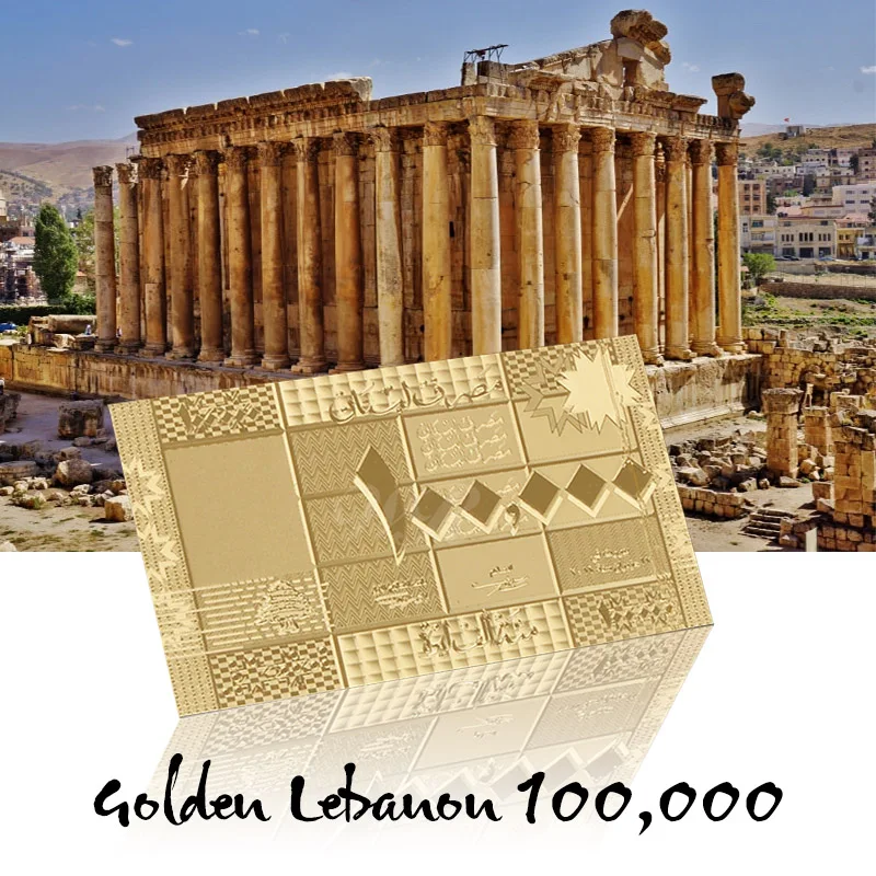 WR, Прямая, либанский фунт, 100000 золотых банкнот, бумажные банкноты, чистое золото, фольга, банкноты, хорошие подарки на день рождения