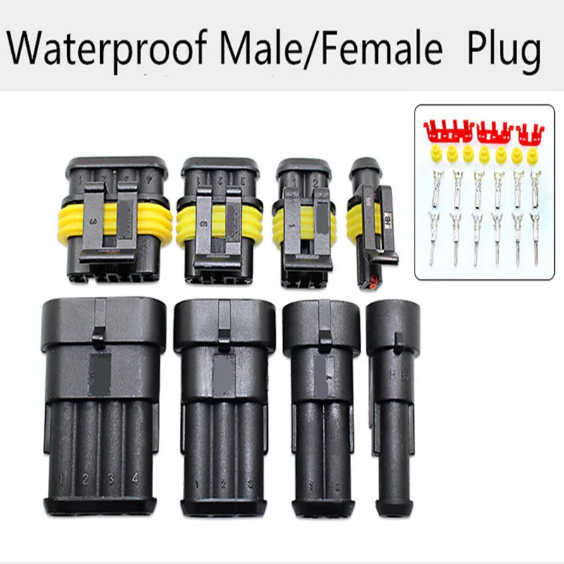 

1sets Kit 2 pin 1/2/3/4/5/6 pins Way Super Seal Sealing Waterproof Electrical Wire Cable Connector Plug for Car Auto