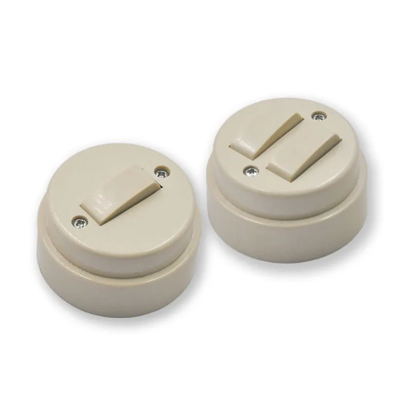 

Home Improvement Retro Old Push Button Switch Surface Mount Single Dual Control Wall Light Switch Round 10A250V