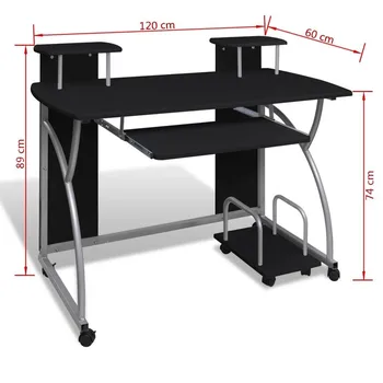 

Computer Desk Pull Out Tray with a Sliding Keyboard Section a Portable Bottom Shelf Home Desktop Bedroom Laptop Study Table