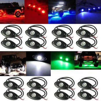 

4Pcs 9W LED Rock Light for Jeep Wrangler Off-Road Under Wheel Light Bar Boat