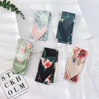 2021 New Summer 130*7 Ins Small Hairband Lovely Print Long Silk Scarf Wrist Ribbon Skinny Scarf For Women 2