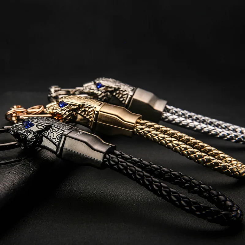 

Leopard Head Model Braided Keychain Key Ring Car Key Ring Chain Zinc Alloy Car Key Ring Car Accessories Creative Gifts 2019 Now