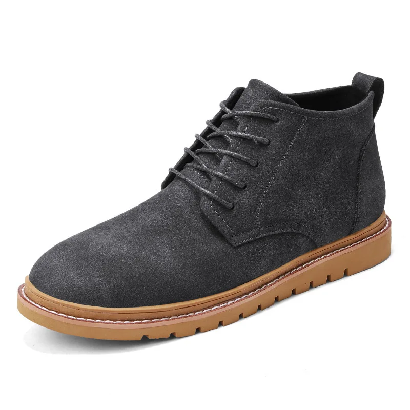 

Winter Martin Boots Men's Boots High Shoes Mid-top England Wave Versatile Korean-style Worker Boot Short Boots plus Velvet Vinta