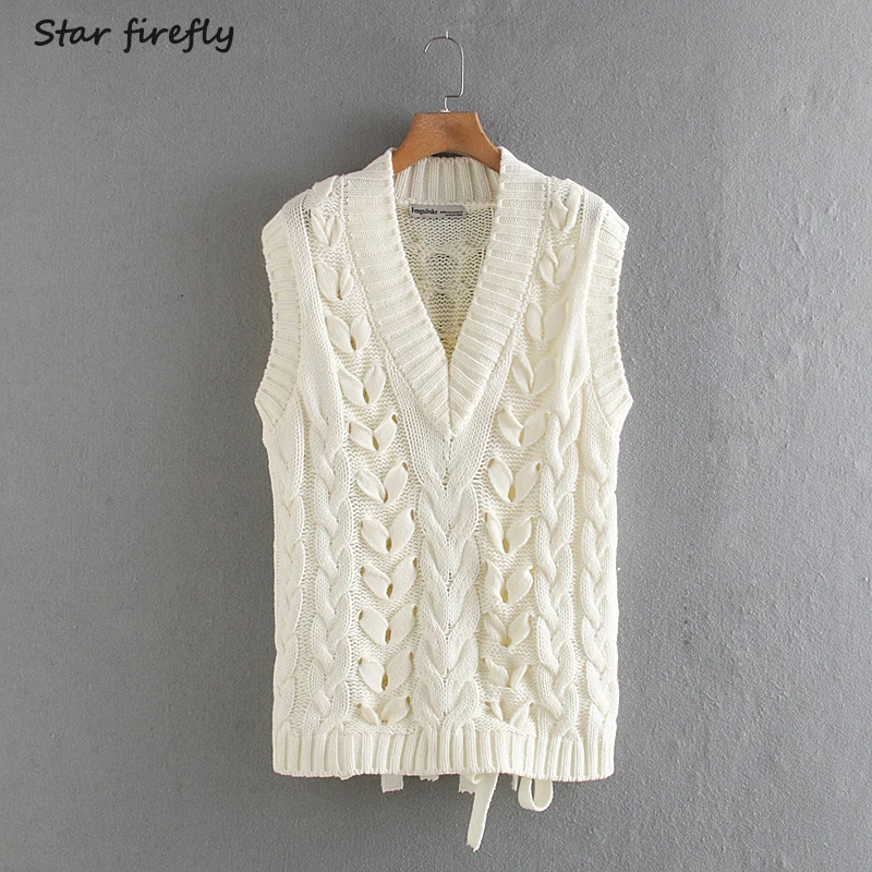 Женский трикотажный жилет Star firefly повседневный Свободный вязаный с v образным