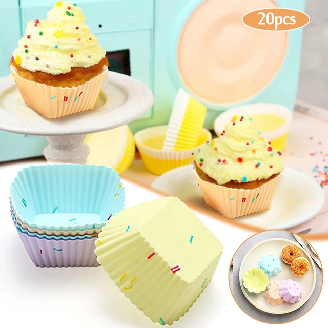 24-Pcs Silicone Cupcake Moulds Bakeware Muffin Bread Cake Caes Molds, Reusable Nonstick & Heat Resisitant Baking Cups Cupcake Baking Liners Cases