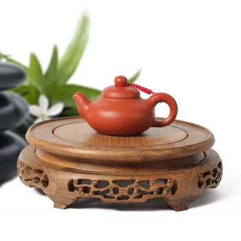 

Mahogany round teapot fish tank stone Buddha statue vase flower pot base chicken wing wooden solid wood bracket ornaments
