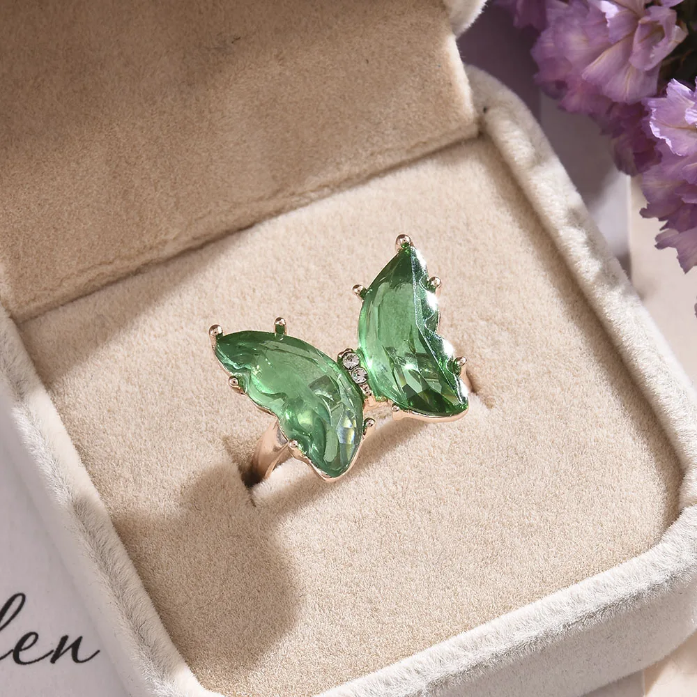 Butterfly Ring Female Jewelry Wedding-Gift Romantic Transparent Girl Sweet Hot-Sale New-Style
