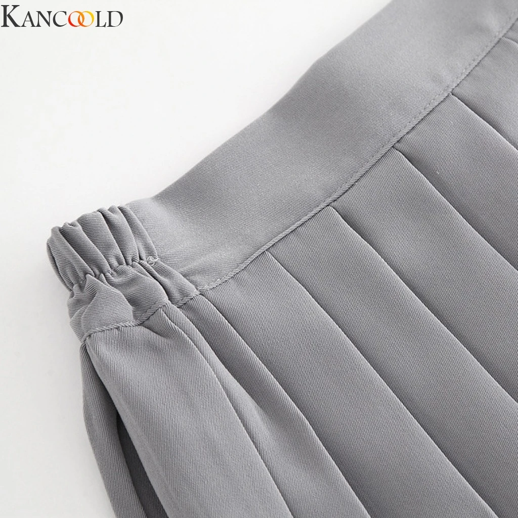 KANCOOLD Для женщин Тонкий Короткие юбки в складку, новая модная зимняя одежда в Корейском стиле Однотонная одежда, подходит ко всему, Высокая талия юбка в складку, Новое поступление