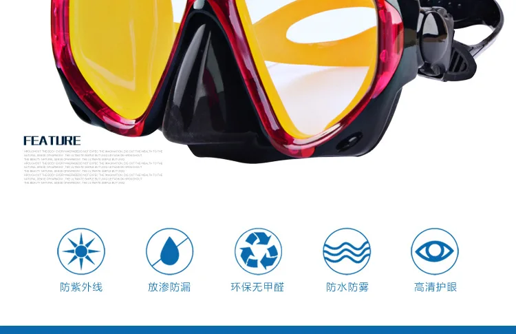 Colorful electroplating goggles Snorkeling equipment Colorful snorkeling mirror Swimming goggles breathing tube set