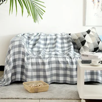 

Pure Cotton Three Layer Gauze Plaid Sofa Cover Cover Towel Covers Fashion Multifunction Bed Sheet Sofa Cushion Towel Blankets