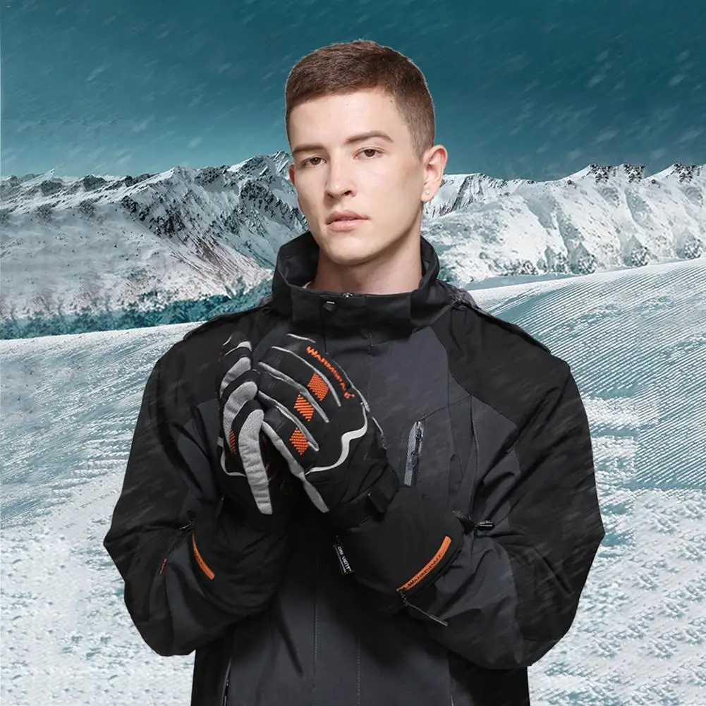 Лыжные перчатки с подогревом, водонепроницаемые, с сенсорным экраном, для мужчин и женщин, на батарейках, зимние теплые перчатки, для спорта на открытом воздухе, сноуборда, снегохода, катания на лыжах