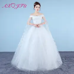 AXJFU цветочное Кружевное белое свадебное платье принцессы в винтажном стиле, с вырезом лодочкой, с оборками, с цветами, красное кружевное