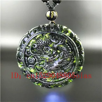 

Certified Chinese Natural Black Green Jade Dragon Pendant Beads Necklace Charm Jewelry Hand Carved Amulet Gifts for Men Her