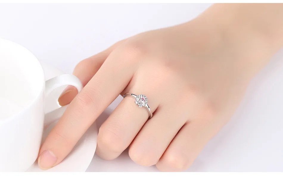 PAG& MAG S925 Серебряное женское кольцо, инкрустированное 3а цирконом, модное милое цветочное кольцо