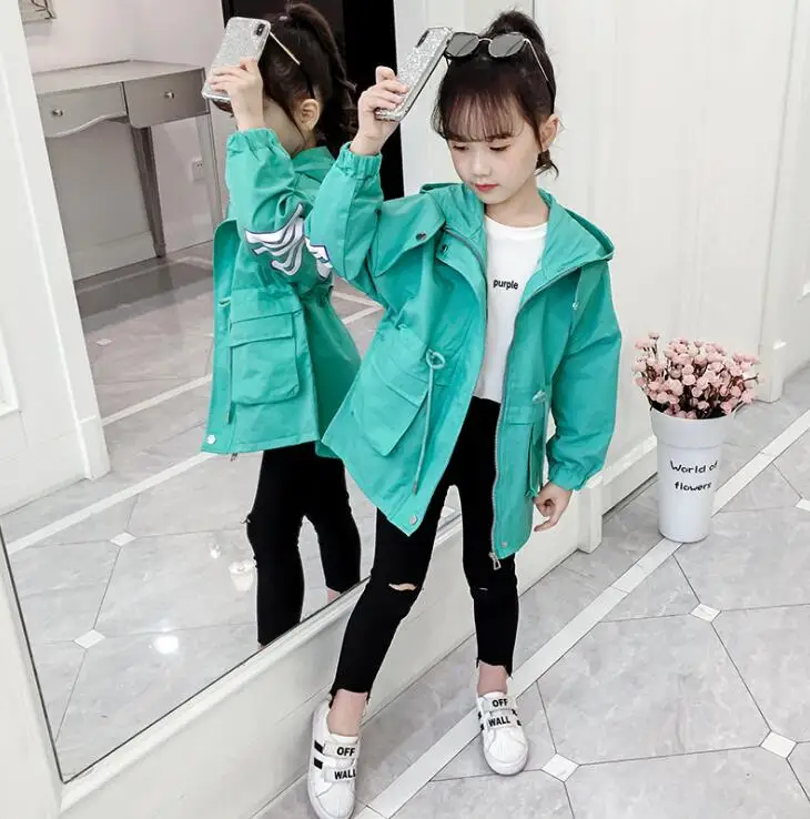 only coat 8,3 AA902 Повседневная ветровка для девочек Новое поступление Осенняя корейская детская ветровка для отдыха 110-160 см, розничная - Цвет: only coat