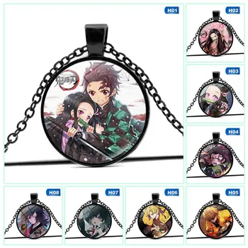 

Anime Demon Slayer: Kimetsu No Yaiba Kamado Tanjirou Cosplay Necklace Fashion Pendant Chain Choker Time Gem Necklace Gift