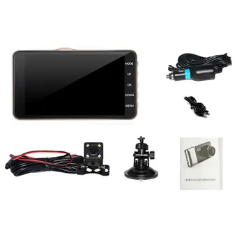 

4 Inch large screen driving recorder night wide angle double lens