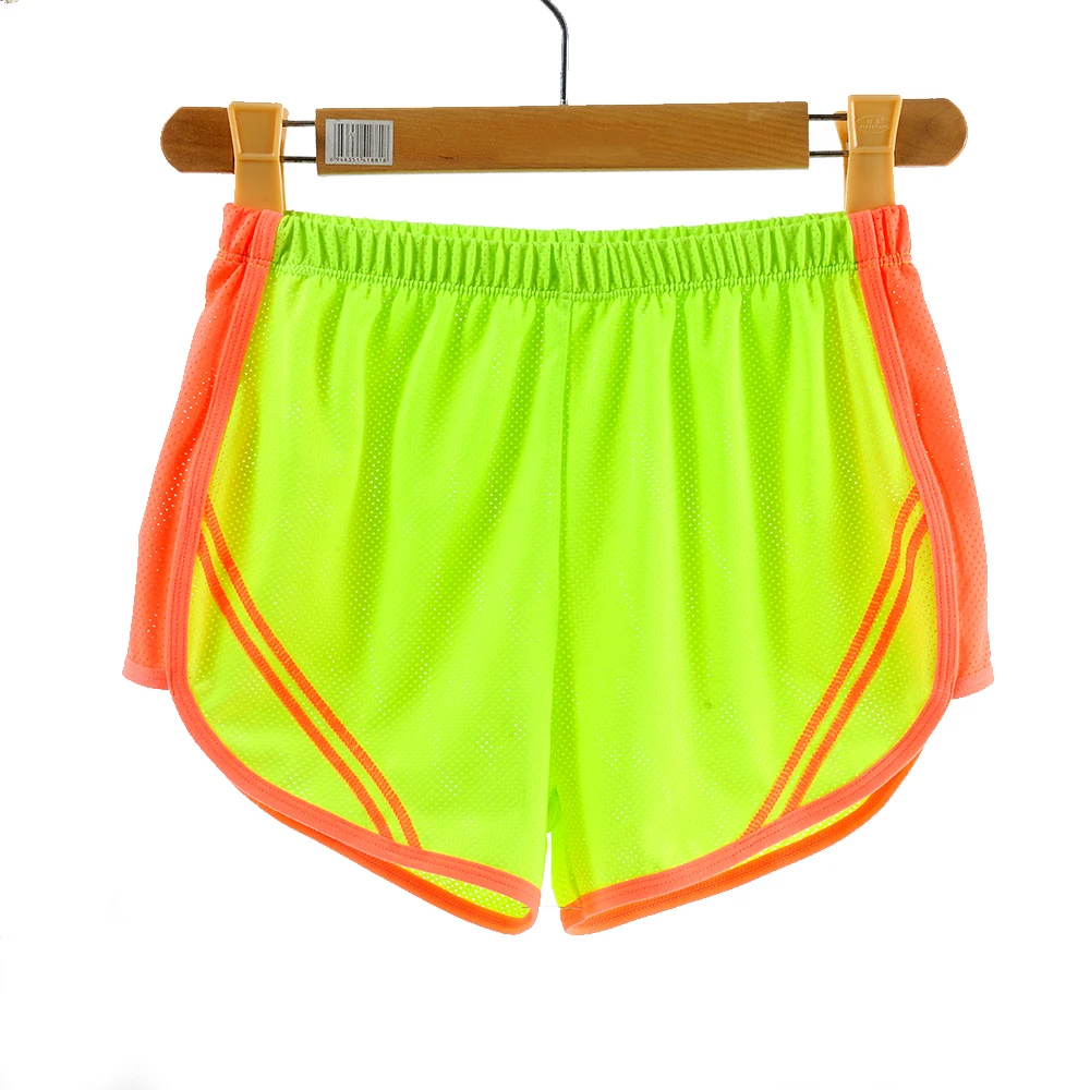 Вентиляция на открытом воздухе спортивная одежда Бодибилдинг шорты для женщин брюки Йога полиэстер фитнес одежда спортивные тренировки - Цвет: fluorescent green
