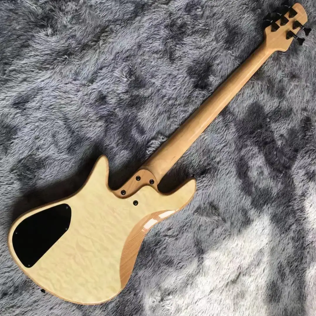 Custom 5 Strings Bass Guitar with 9V Active Pickups in Natural