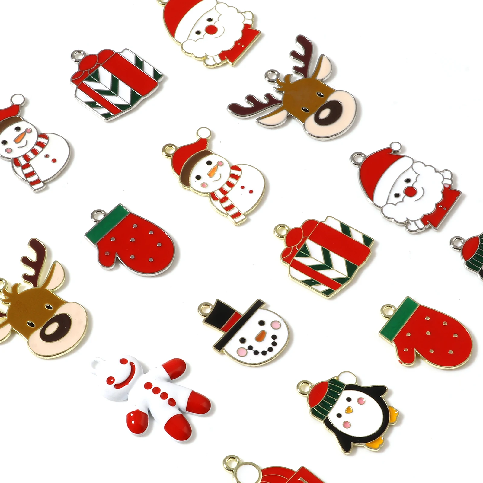 

5/10pcs Cute Cartoon Christmas Charms Multicolor Enamel Santa Claus Snowman Elk Pendants DIY Making Earrings Necklace Jewelry