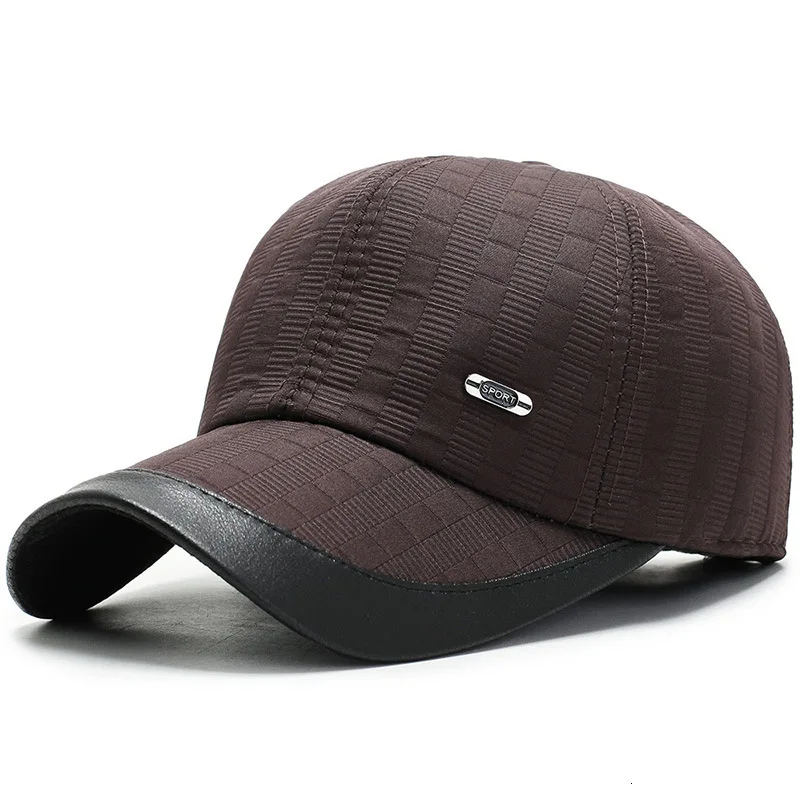 Casual Winter Hat New Arrivel Woolen Cloth Sport Winter Baseball Caps With Ears Warm Caps For Men Golf Hat For Men& Women - Цвет: khaki