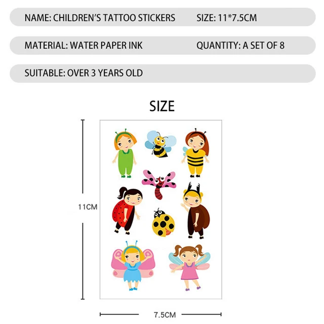 8Sheets/Set Children Cute Cartoon Unicorn Temporary Tattoo Stickers Baby Shower Kids Body Makeup Sticker Tattoo Girls Gift 4