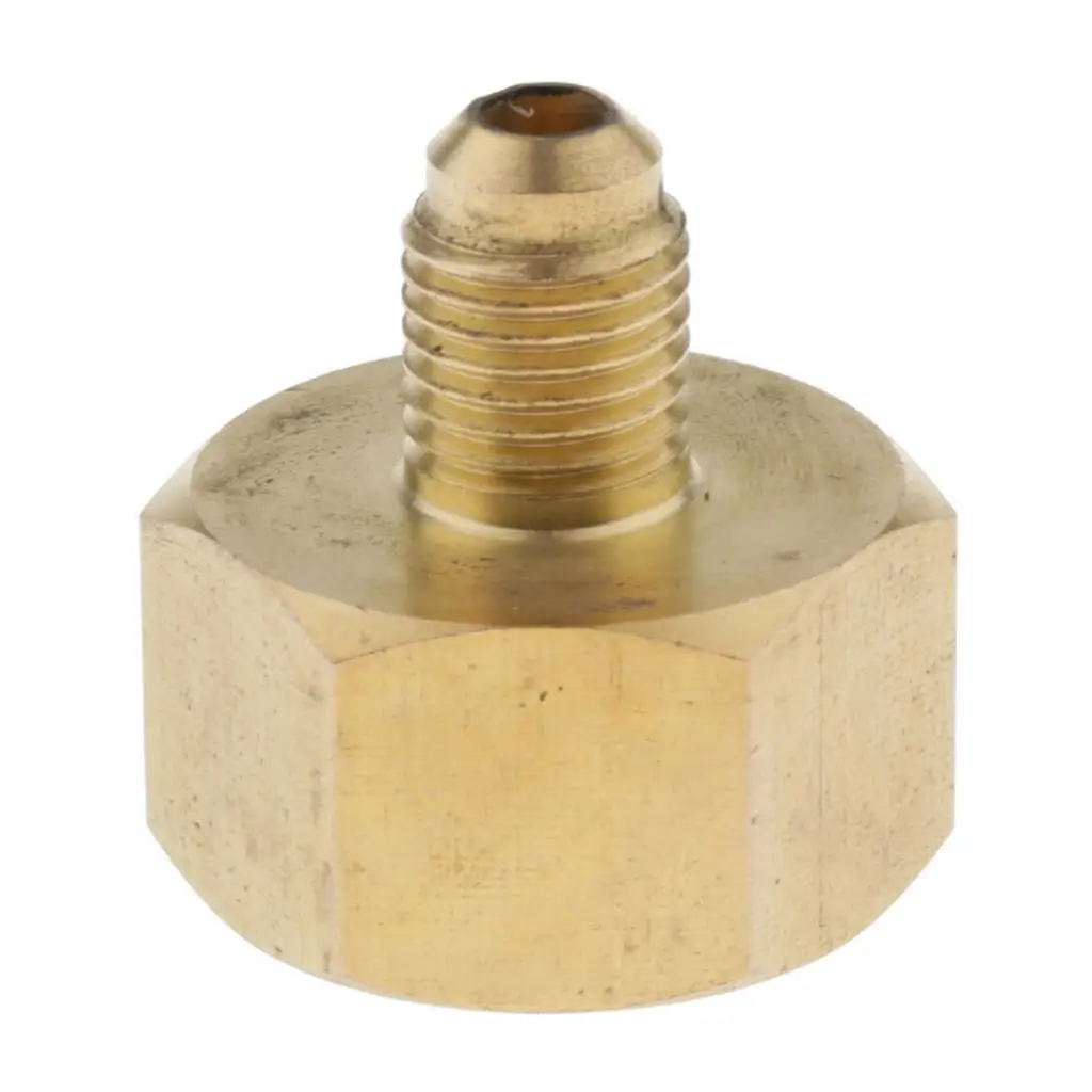 Brass Refrigerant Tank Adapter Vacuum Pump Adapter Fittings W21 to 1/4'' SAE