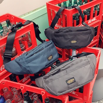 

Men's Waist Bag Canvas Casual Travel Chest Bag Korean Hip Hop Single Crossbody bags