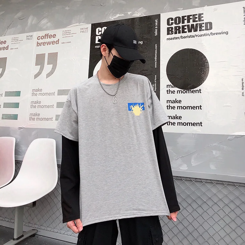 Fall Vogue New Arrival long sleeve t shirt men Patchwork slayer men's t-shirt with print men's t-shirts large sizes Round neck Fall Vogue New Arrival long sleeve t shirt men Patchwork slayer men's t-shirt with print men's t-shirts large sizes Round neck