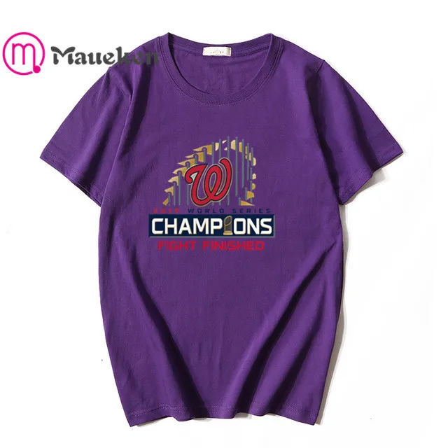 PURPLE nationals world series champions T-Shirt Men Short Sleeve cotton O Neck T shirts for washington fans gift 004 - Цвет: PURPLE