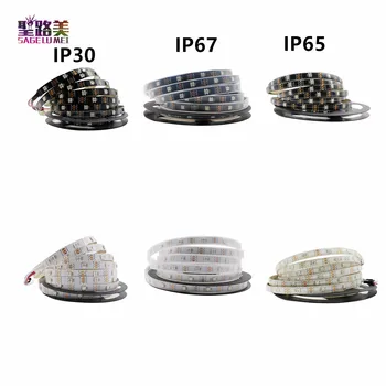 

DC5V WS2812 1m/5m 30/60/144 pixel/m Smart led pixel strip light Black/White PCB individually addressable RGB Tape IP30/IP65/IP67