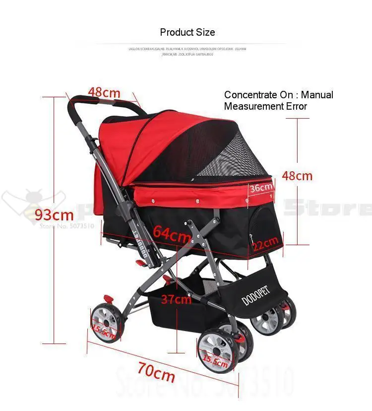 Portable Folding Pet Trolley Dog Cat Teddy Small Exquisite Four-wheeled Strolle Cat and Dog Out of The Wagon Folding Cart