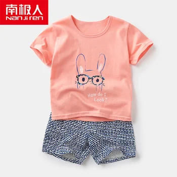 

NANJIREN Summer Pajamas For Child Sets Shorts Sleep Shirt Set Baby Girls Clothes Rabbit Pajama Sets Cotton Children's Pajamas