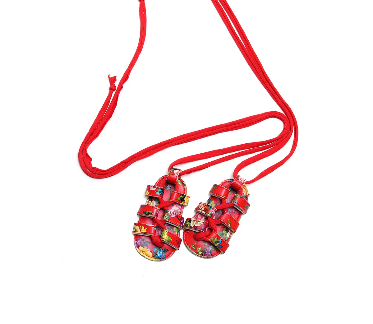 Red floral Kaguster Sandalia; обувь для малышей; летние розовые мокасины из искусственной кожи с повязкой; обувь для малышей; вечерние туфли для фотосъемки - Цвет: Red floral
