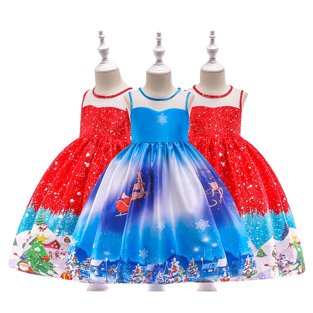Красное рождественское платье вечерние костюмы Санта-Клауса для девочек зимняя